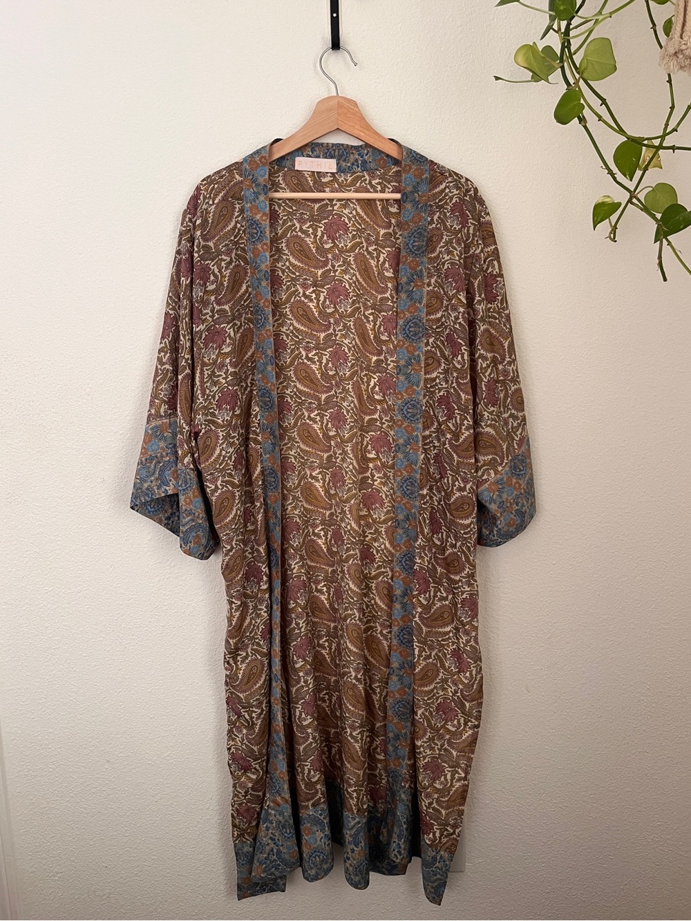 Pythia Bohemian Paisley Kimono in Brown and Blue